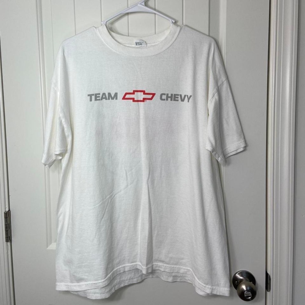 Anvil men's white team Chevy logo decal short sleeve casual tshirt car racing XL